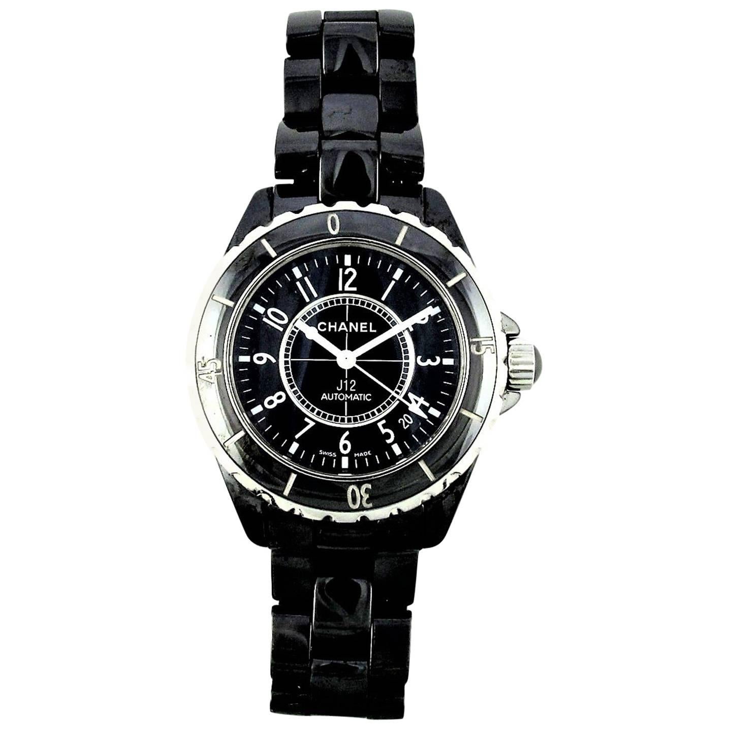 Diamond Black Ceramics Automatic Large J12 Chanel Watch