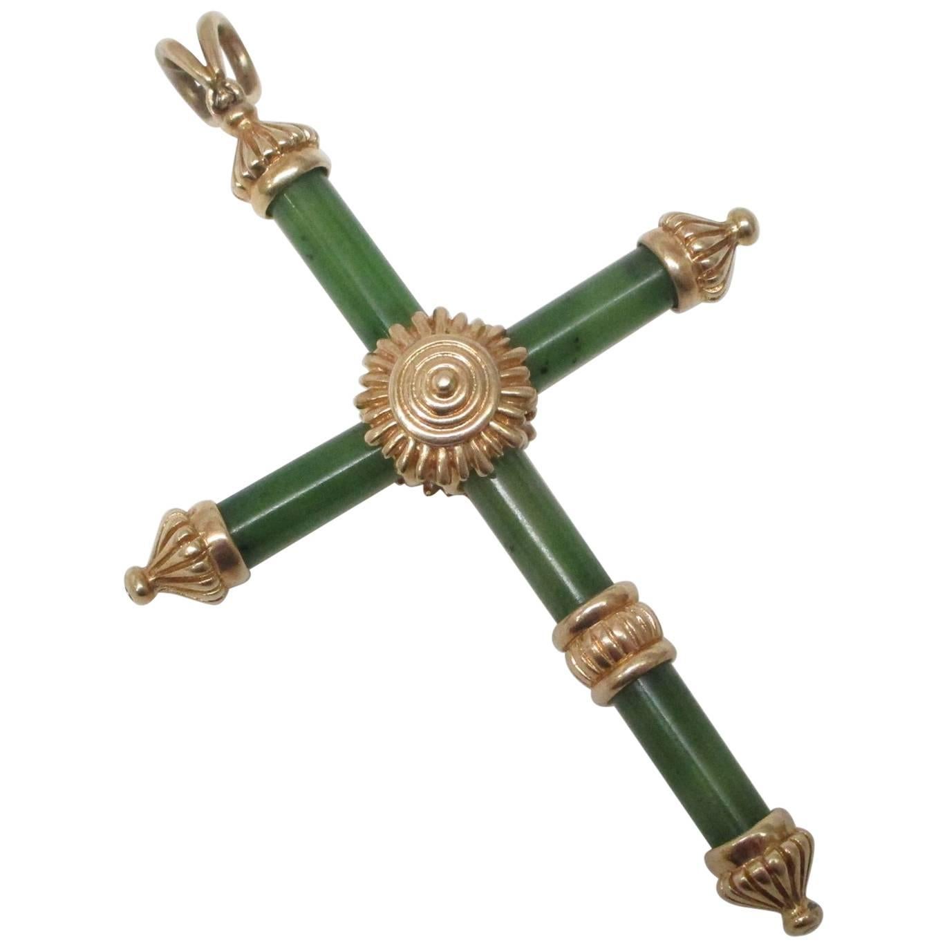 Jade Gold Cross Pendant