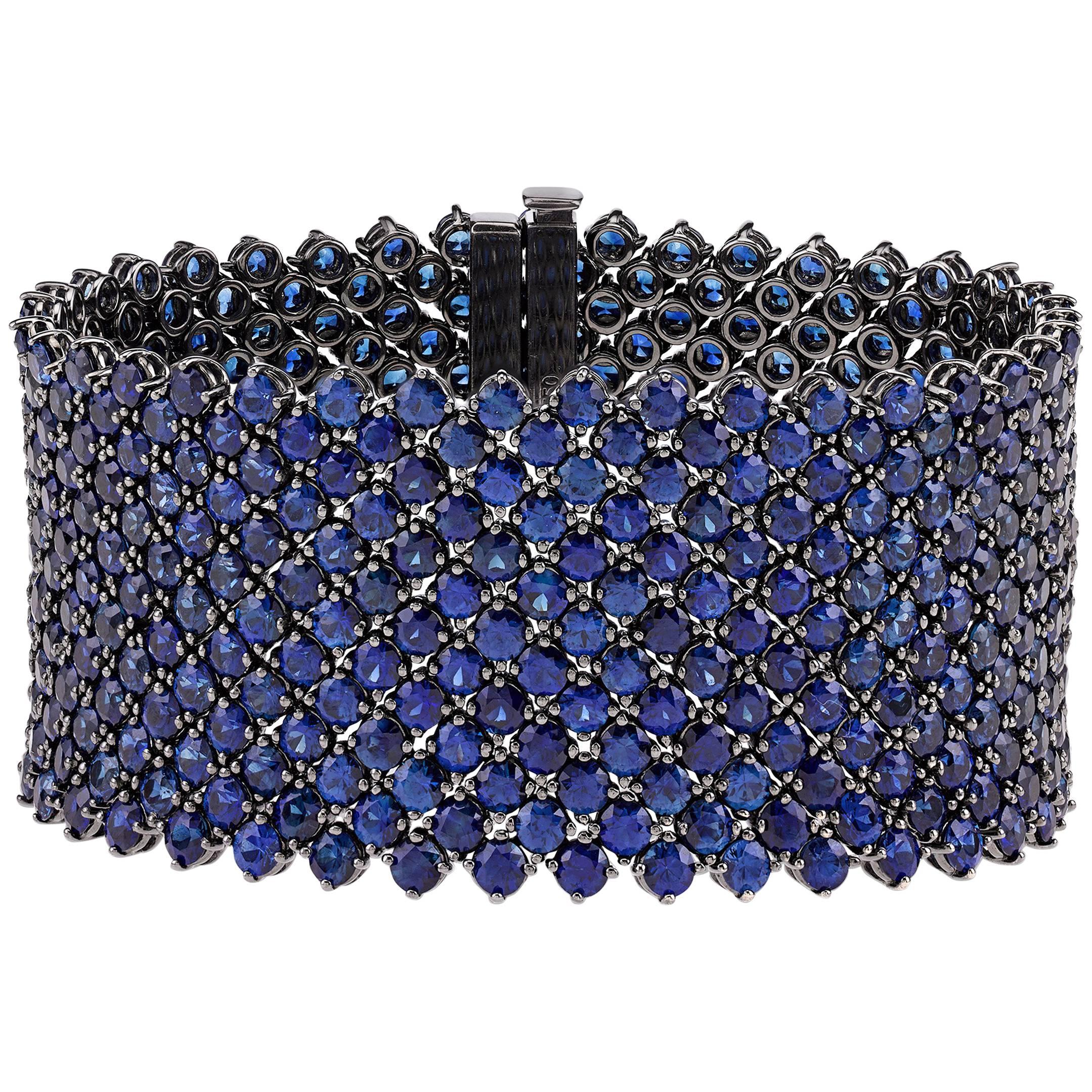 Sapphire Mesh Bracelet, 66.58 Carat