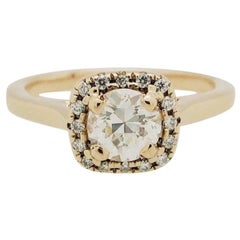 .50 Carat Round Diamond 14 Karat Rose Gold Diamond Halo Engagement Ring