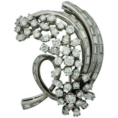 Retro Handmade Diamond Brooch, circa 1950s