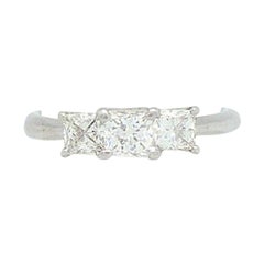 LEO 14K & Platinum Princess Cut 3-Stone 1.03CTW Diamond Engagement Ring IGI CERT