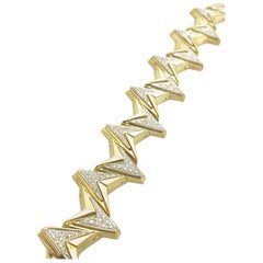 Retro Diamond and Yellow and White Gold Geometric Bracelet