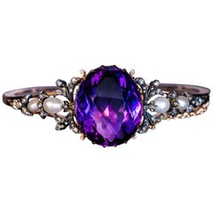 Antiker Amethyst-Perlen-Diamant-Armreif aus dem 19. Jahrhundert