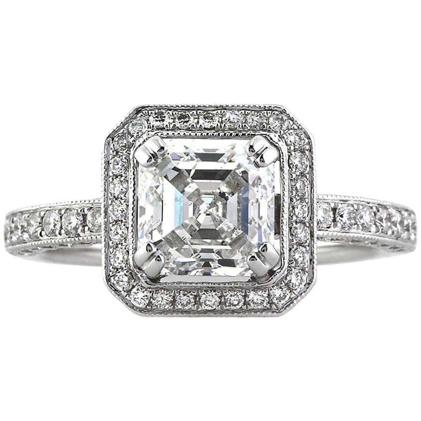 Mark Broumand 2.60 Carat Asscher Cut Diamond Engagement Ring For Sale
