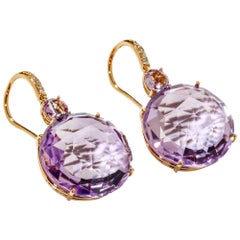 A & Furst Rose de France Diamond Drop Earrings 18 Karat Gold Lilies Collection