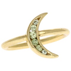 Lunette 18 Karat Yellow Gold Mint Sapphire Ring