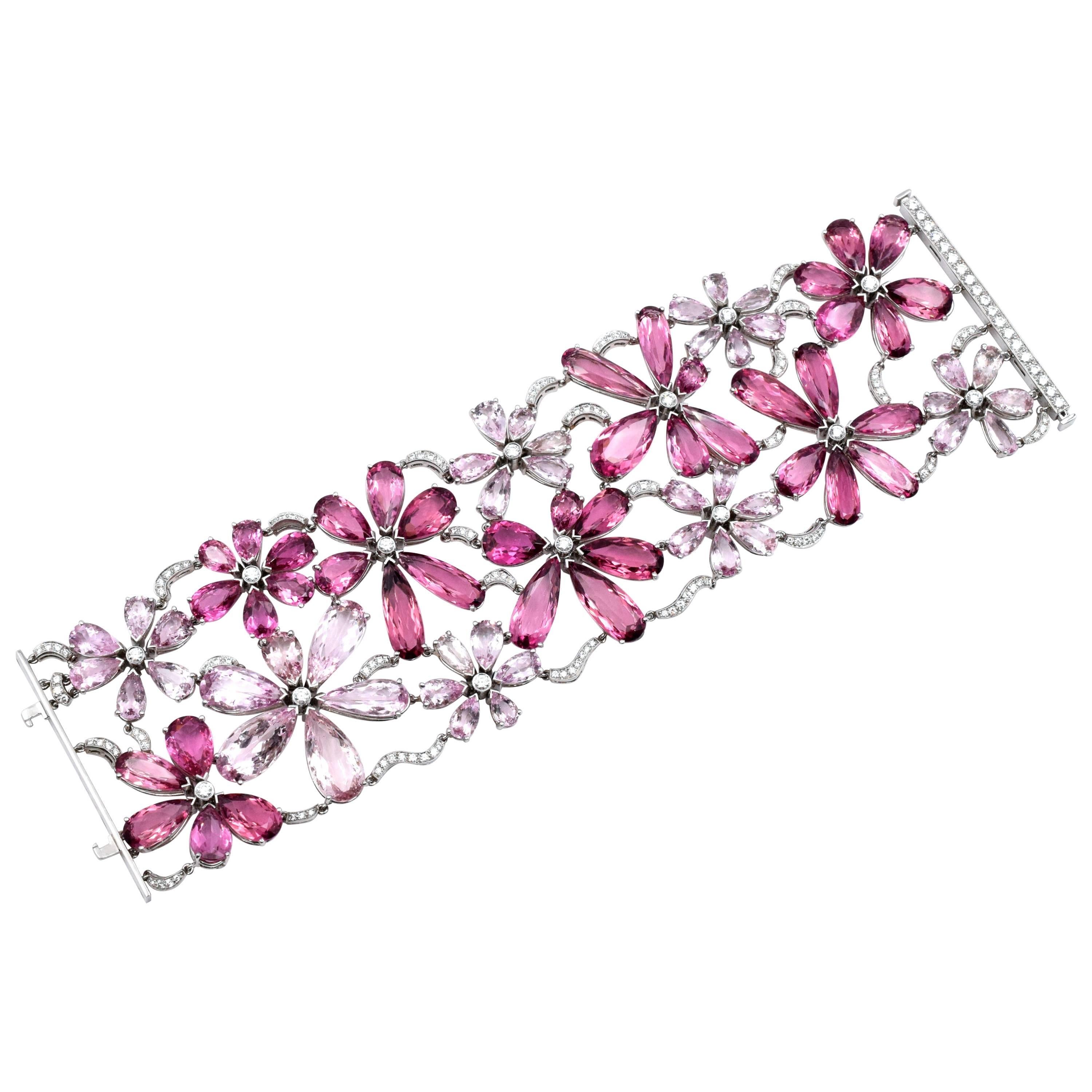 Tiffany & Co. Bracelet en tourmaline rose, morganite et diamants en vente