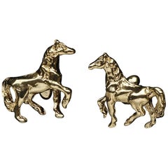 Horse Cufflinks in Sterling Silver and 18 Karat Gold Vermeil