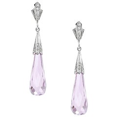 Antique Kunzite Earrings 28 For At 1stdibs 16 83 Carat Kunzite Diamond 18 Karat White Gold Drop Earrings