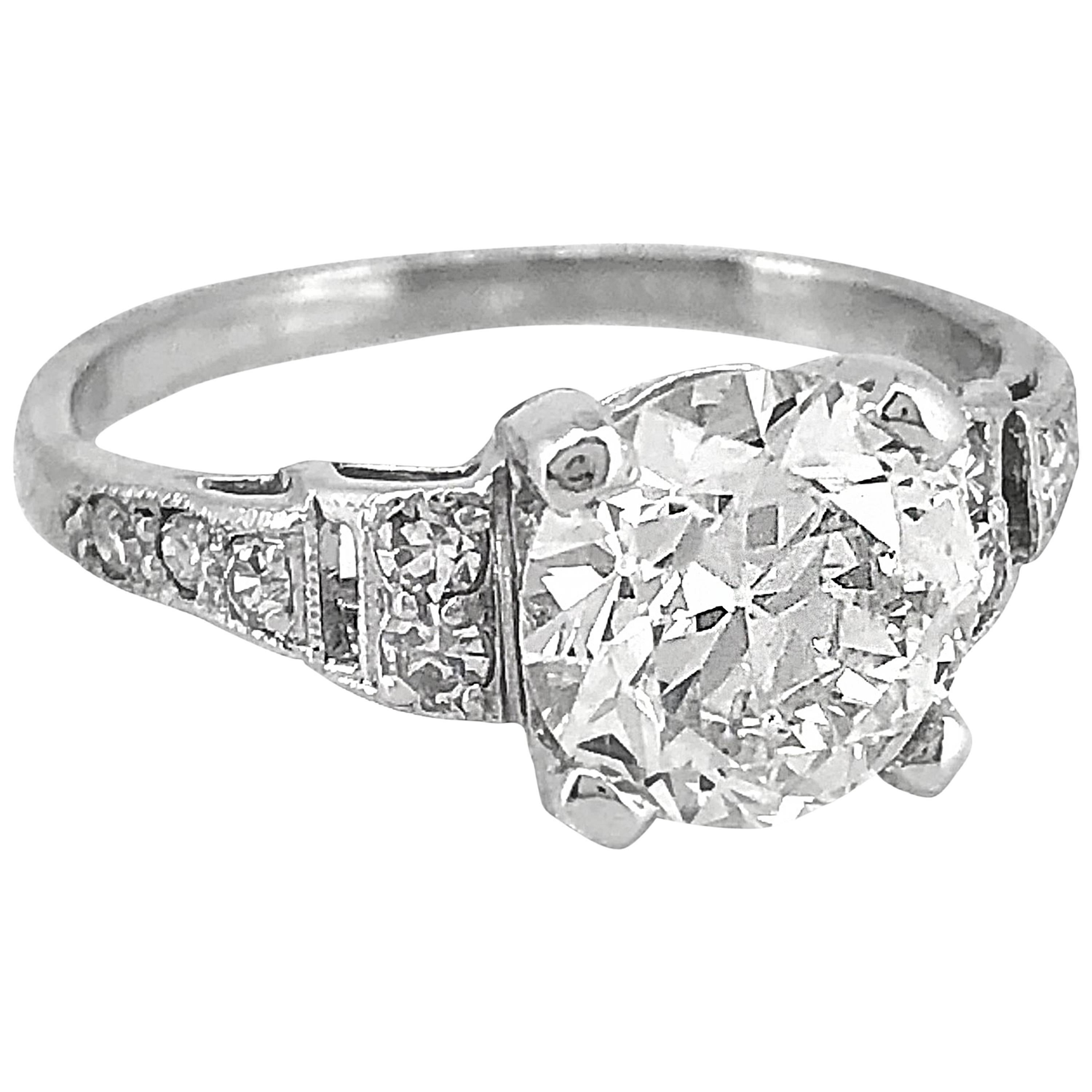 1.80 Carat Diamond Antique Engagement Ring Platinum