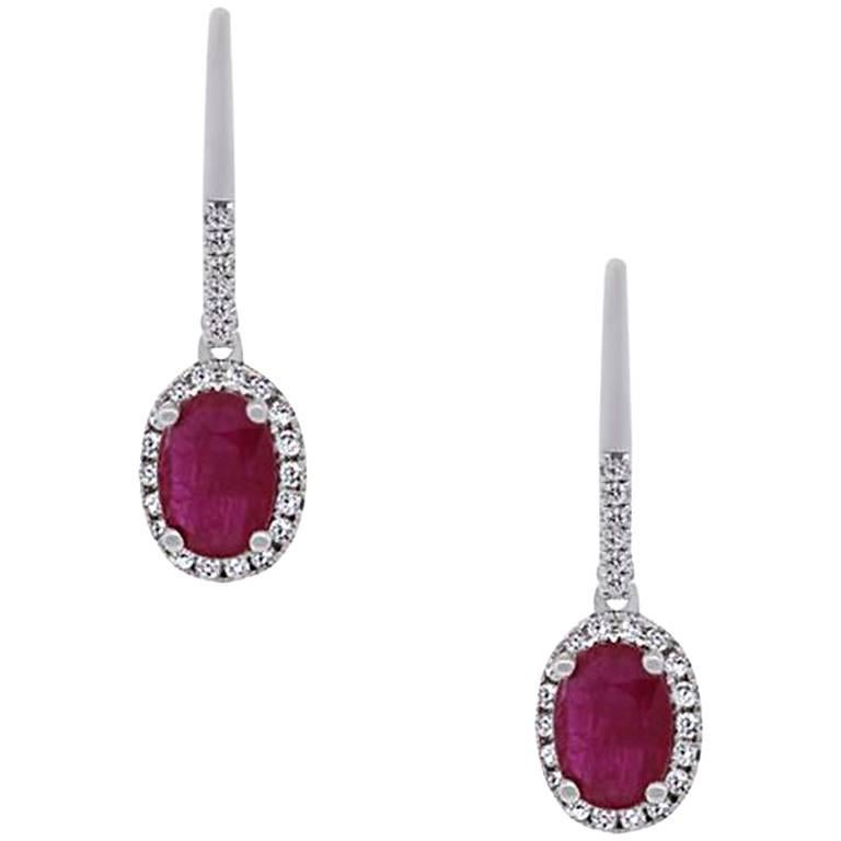 1.85 Carat Ruby Dangle Earrings