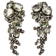 A & Furst Earrings Prasiolite and Diamonds 18 Karat Gold Bouquet Collection