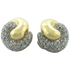 Boucles d'oreilles en or jaune et blanc 18 carats « Pave »