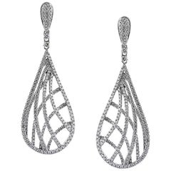 Mark Broumand 2.60 Carat Round Brilliant Cut Diamond Teardrop Earrings