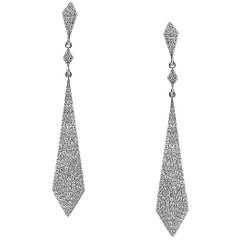 Mark Broumand 0.75 Carat Single Cut Round Diamond Kite Shaped Earrings