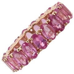 Mark Broumand 5.00ct Oval Cut Pink Sapphire Eternity Band in 14k Rose Gold