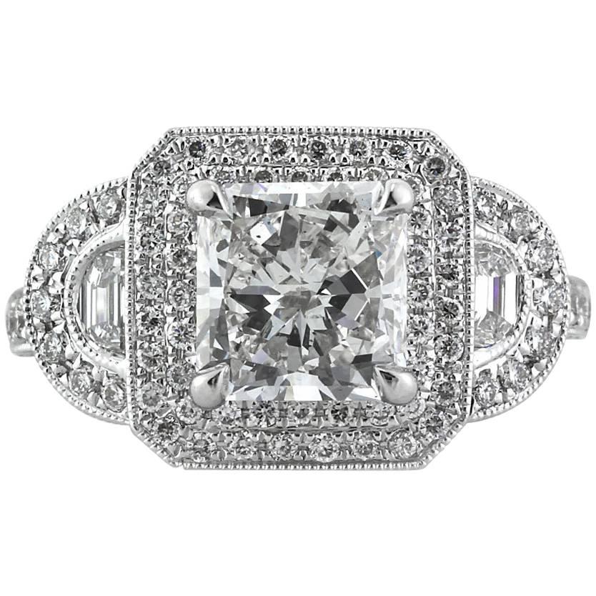 Mark Broumand 3.23 Carat Radiant Cut Diamond Engagement Ring For Sale