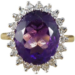 Vintage Amethyst Diamond 18 Carat Gold Cluster Ring