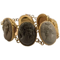 Bracelet vintage en or jaune et pierres de lave