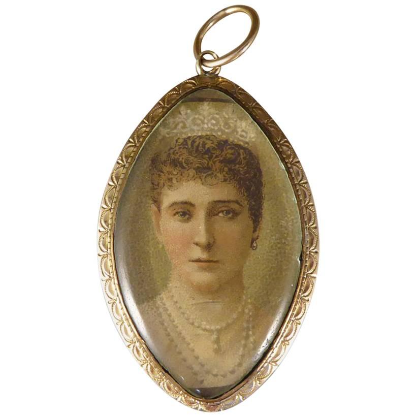 Early Victorian Double Portrait Miniature 9 Carat Gold Pendant