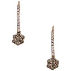 Warn Champagne and White Diamond Floral Earrings