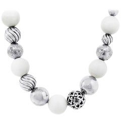 David Yurman Elements White and Silver Bead Necklace