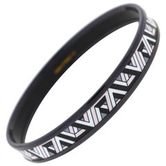 Hermes Thin Black Geometric Bangle Bracelet with Dustbag