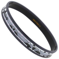 Hermes Thin Black and White Bangle Bracelet with Dustbag