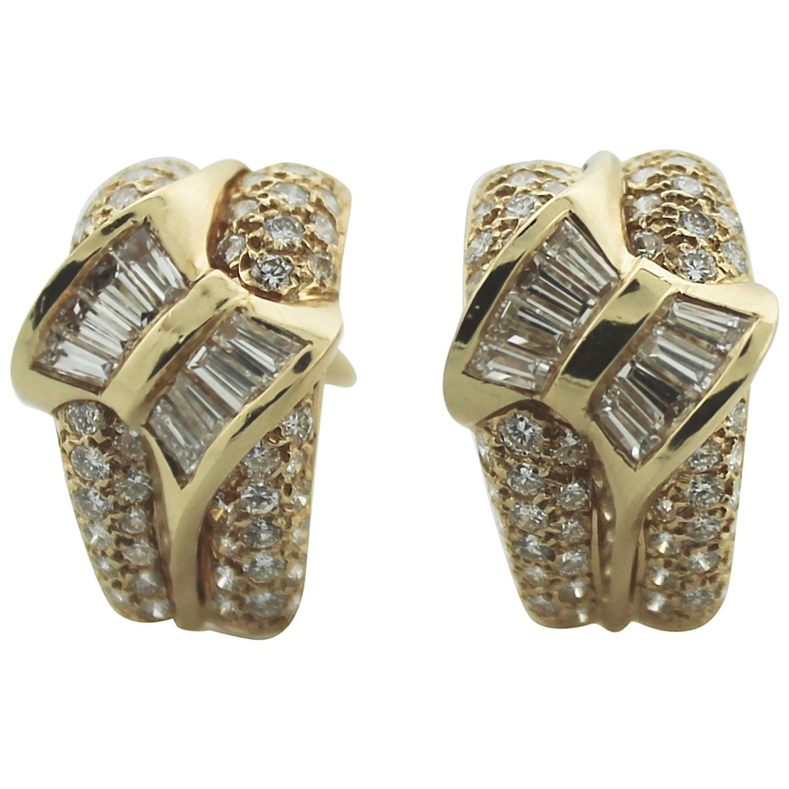 Diamond Clip Earrings with Bow Motif
