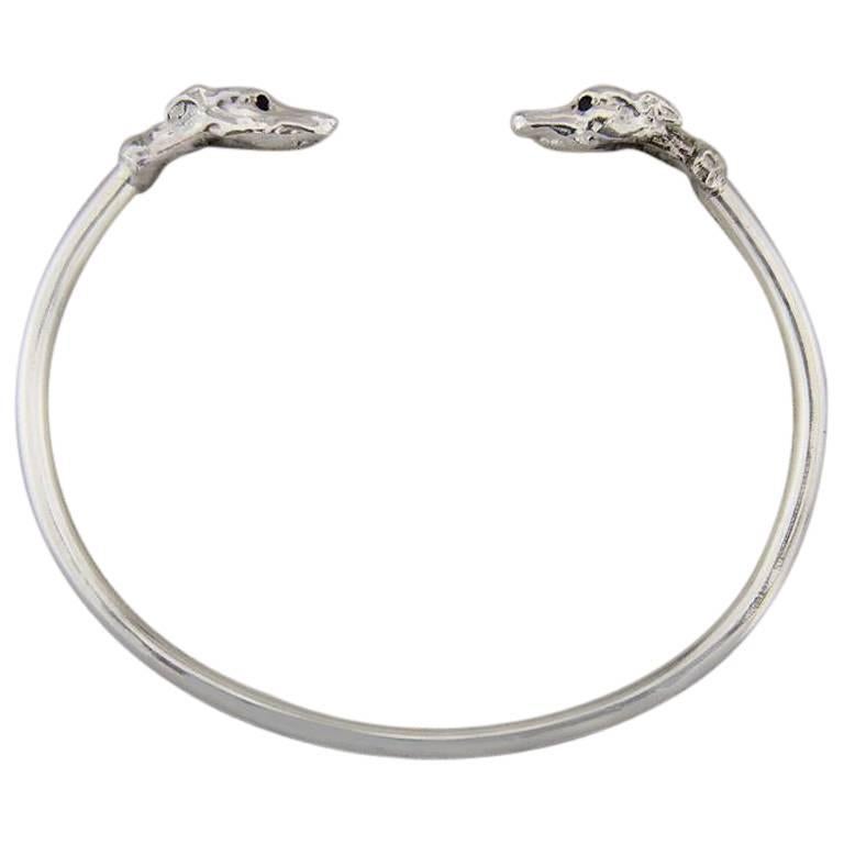 Greyhound Bangle in Sterling Silver For Sale