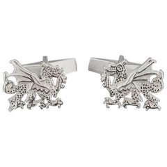 Sterling Silver Welsh Dragon Cufflinks