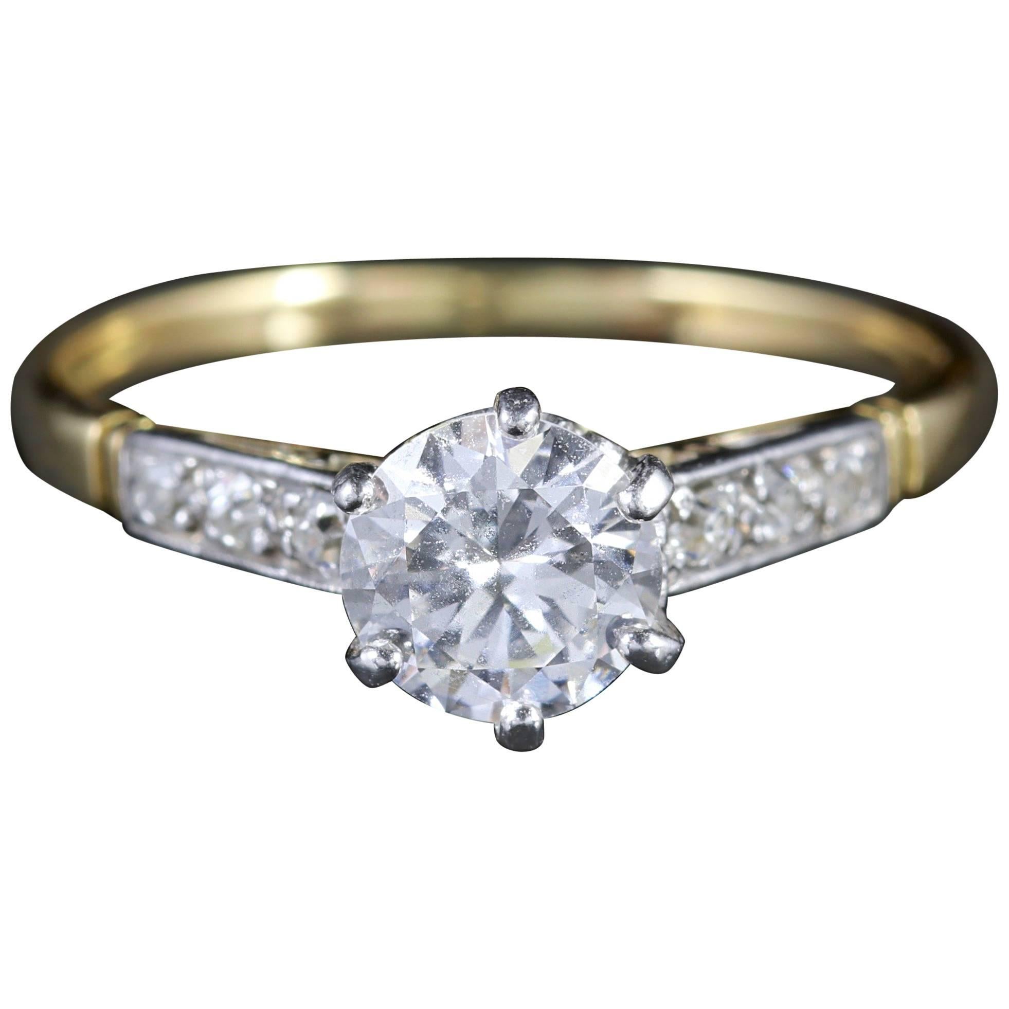 Antique Edwardian Diamond Solitaire Engagement Ring, circa 1915 For Sale