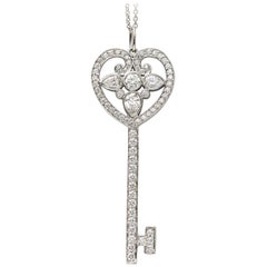 Tiffany & Co. Diamond Platinum Tiffany Keys Ornate Heart Key Pendant