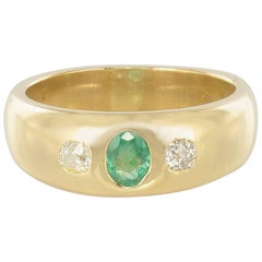 bague bracelet en or jaune 18 carats:: émeraude et diamants:: datant des années 1900