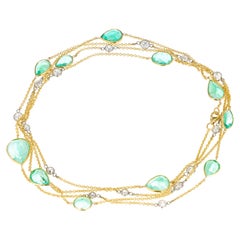 GIA-zertifizierte 30,00 Karat Smaragd-Diamant-Halskette im by the Yard-Stil mit Goldkette