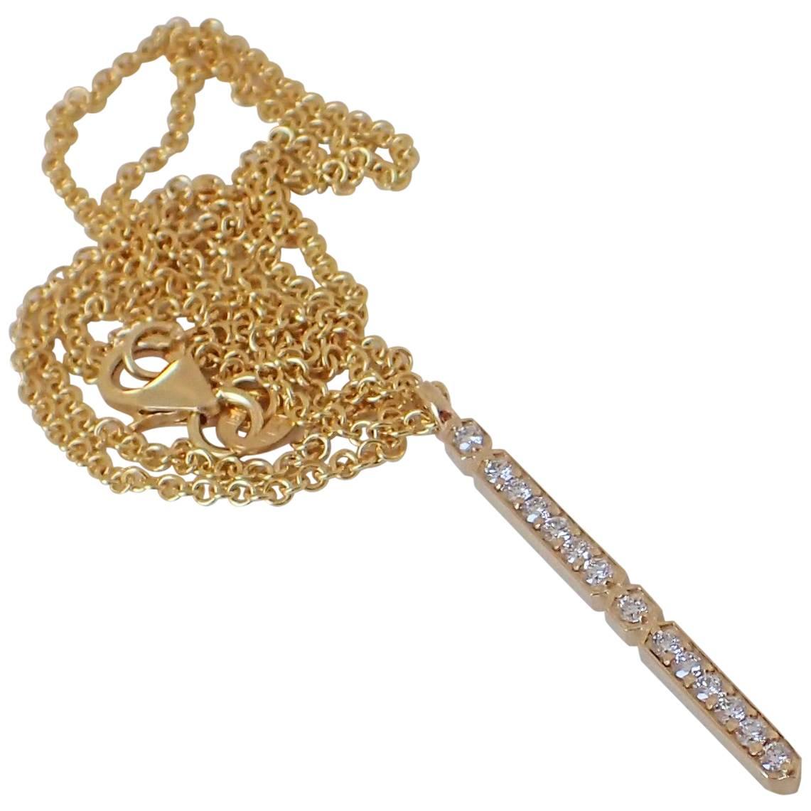 18 Karat Yellow Gold Pendant with 0.21 Carat of Diamond on an Cable Chain In New Condition In Coral Gables, FL