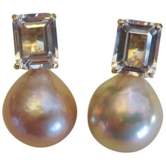 Michael Kneebone Pink Kasumi Pearl White Topaz Earrings