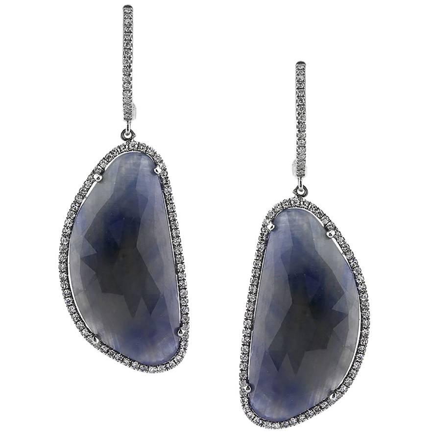 Mark Broumand 28.18 Carat Sapphire and Diamond Dangle Earrings