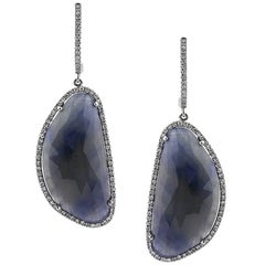 Mark Broumand Pendants d'oreilles en saphirs de 28,18 carats et diamants