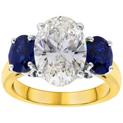 3.69 Carat Oval Cut Diamond Three-Stone Engagement Ring
