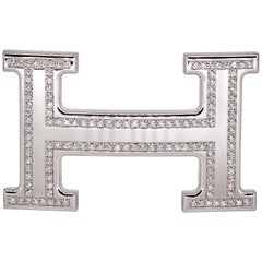 Hermes Diamond and White Gold Belt Buckle