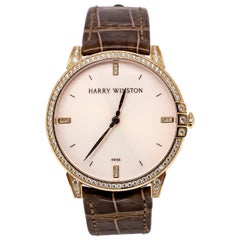 Used Harry Winston Rose Gold Diamond Midnight Quartz Wristwatch