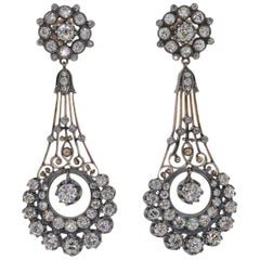 Georgian Revival Dangling Diamond Silver Earrings
