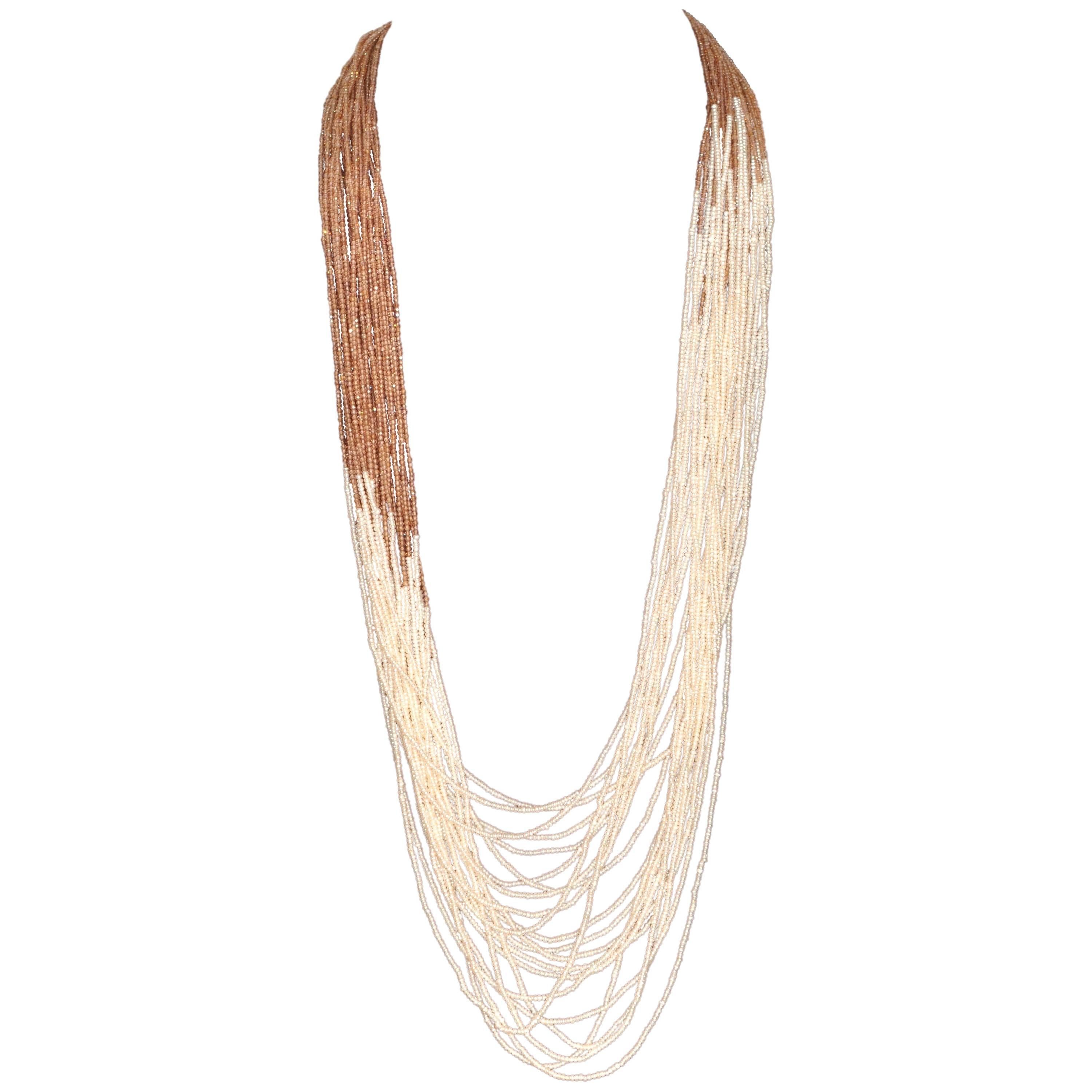 Zircon and Pearl Multi-Strand Necklace