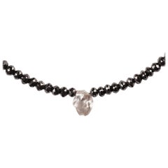 1.50 Carat Rough White and 32.24 Carat Facetted Black Diamond Collier Necklace