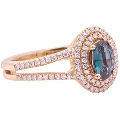 Rose Gold Oval Alexandrite and Diamond Ring 0.58 Carat