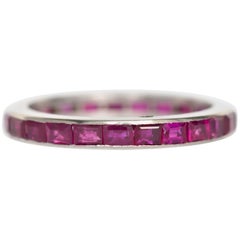 1940s Art Deco 1.50 Carat, Total Weight Ruby & 18K White Gold Wedding Band