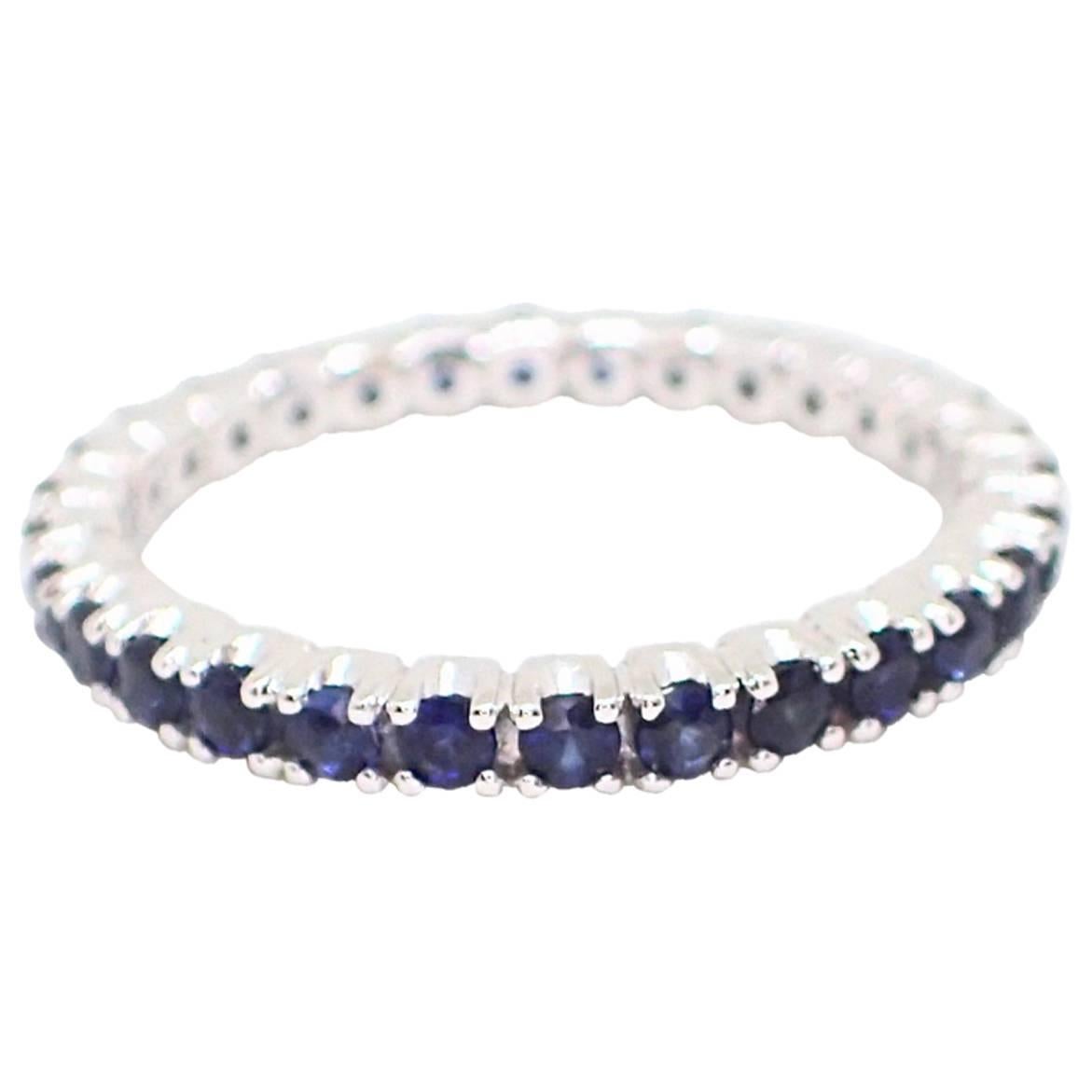 18 Karat White Gold Eternity Band with 1.02 Carat of Sapphire