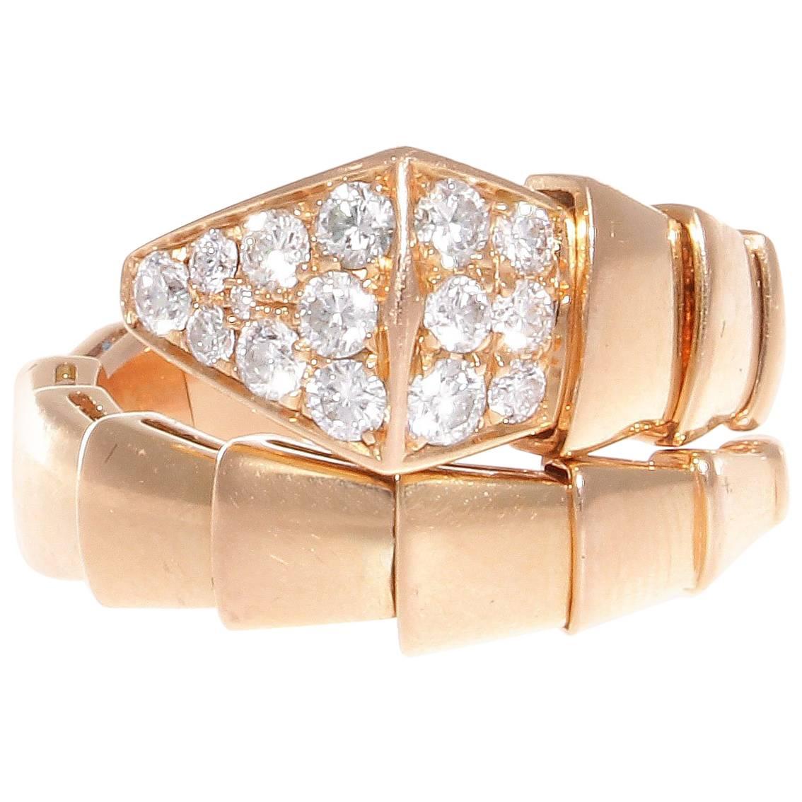 Bulgari Serpenti Diamond Rose Gold Ring